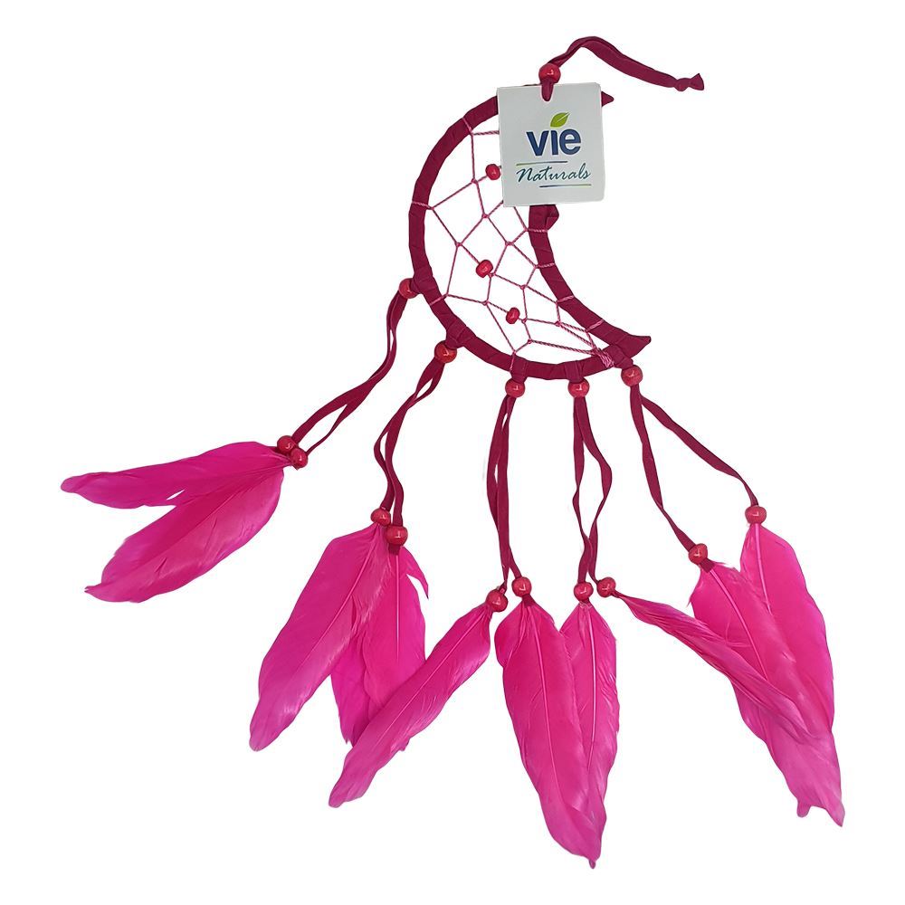 Crescent Dream Catcher, Feathers, 12cm