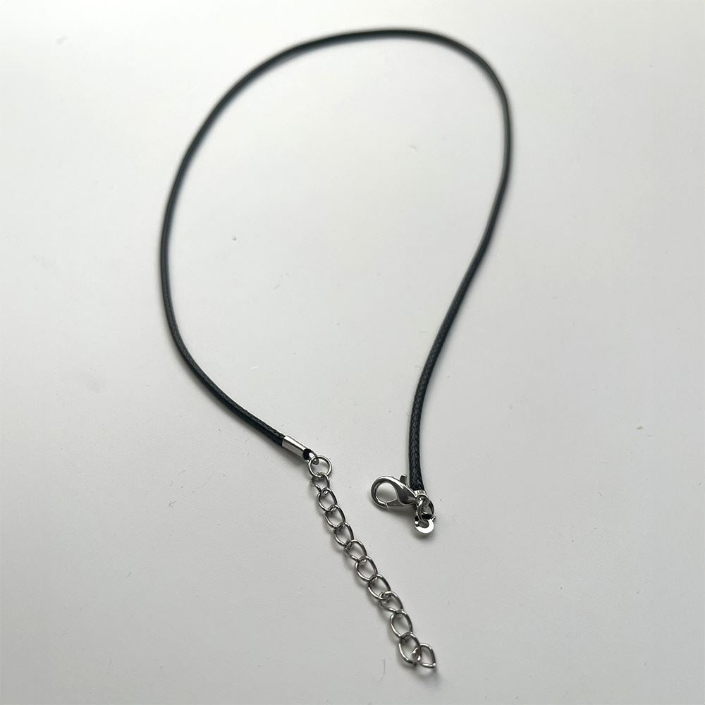 Black Cotton Cord Necklace with Lobster Clasp and Extender Chain