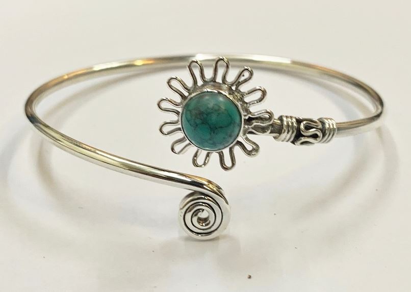 Silver Plated Adjustable Daisy Spiral Cuff Bangle