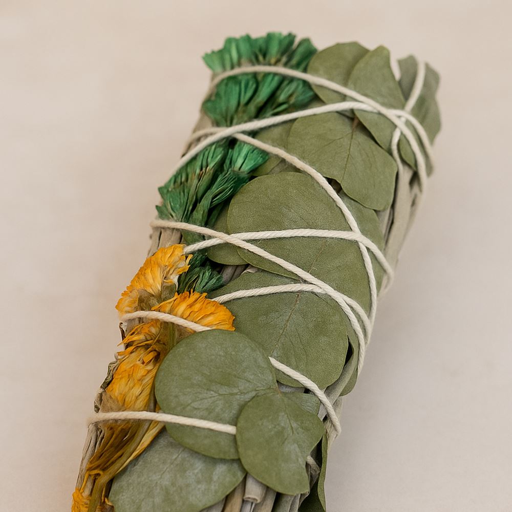 Smudge Stick, White Sage, Orange, Green Sinuata and Eucalyptus 4", Pack of 20