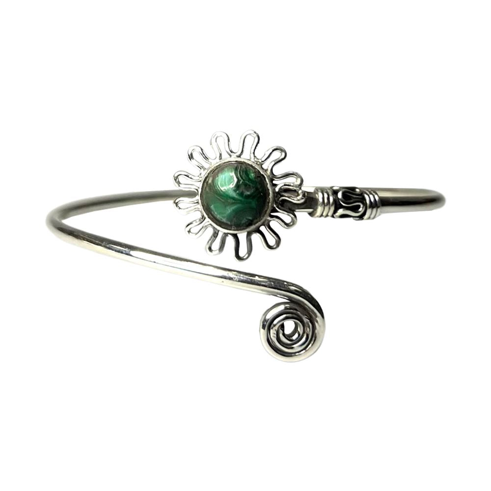 Silver Plated Adjustable Daisy Spiral Cuff Bangle
