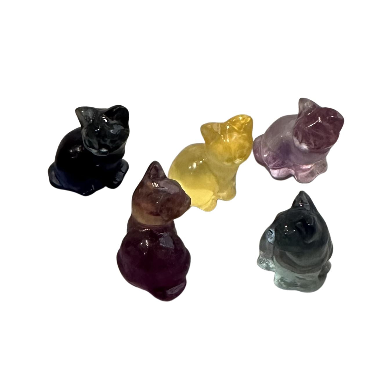 Rainbow Fluorite Mini Cat, 1.5x1cm