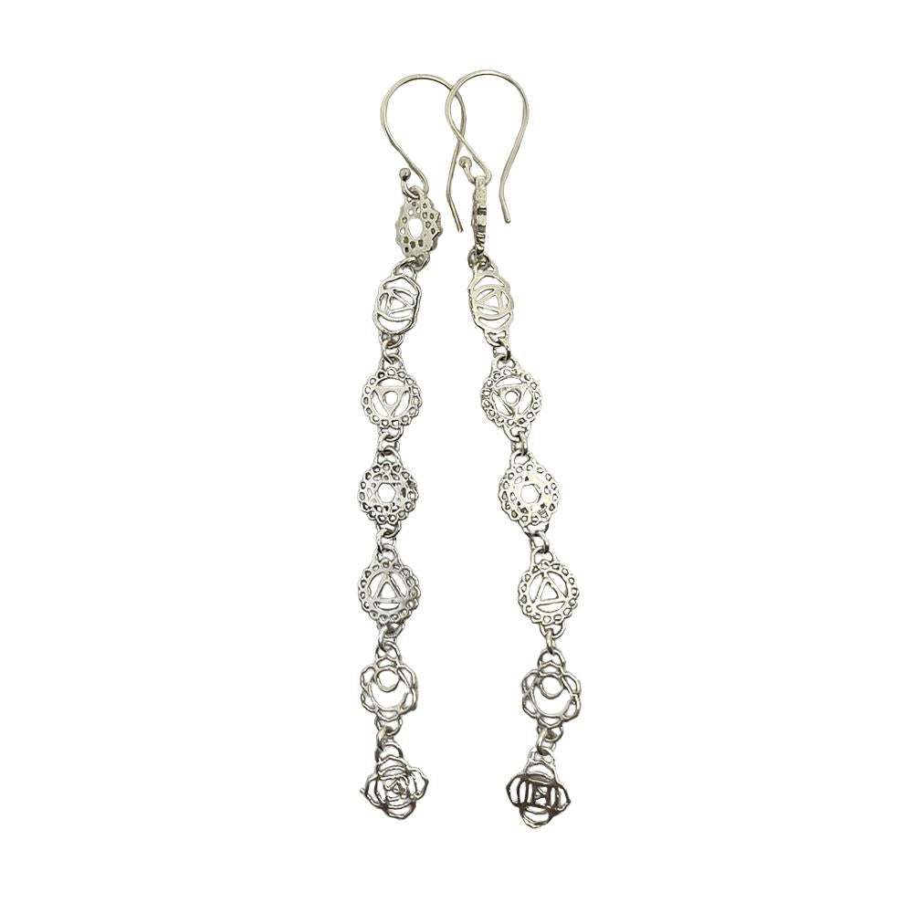 Silver-Plated Chakra Earrings, 8cm