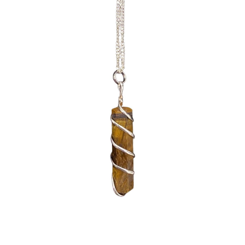 Wire Wrapped Pencil Pendant, Silver Chain