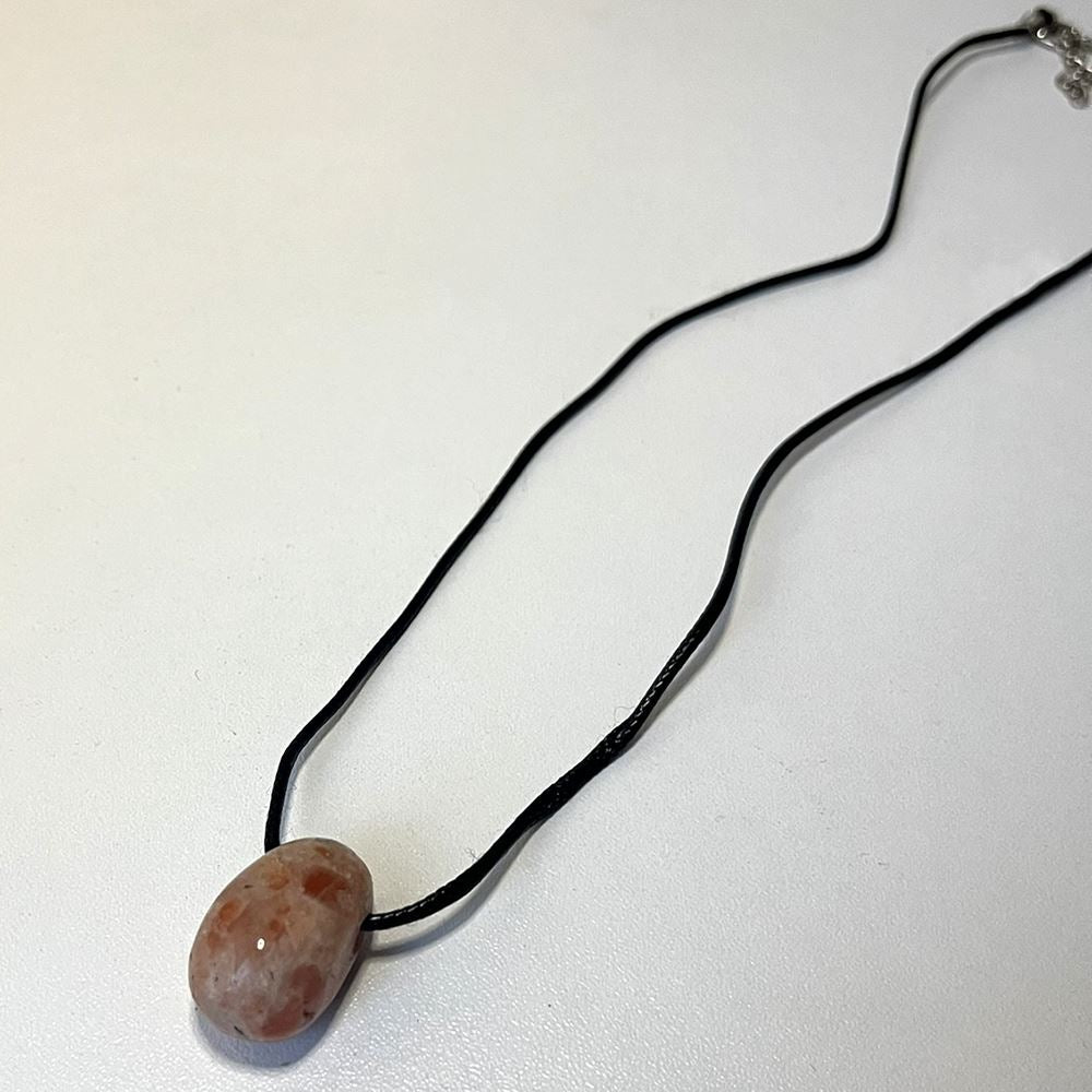 Tumbled Pendant, Black Cord