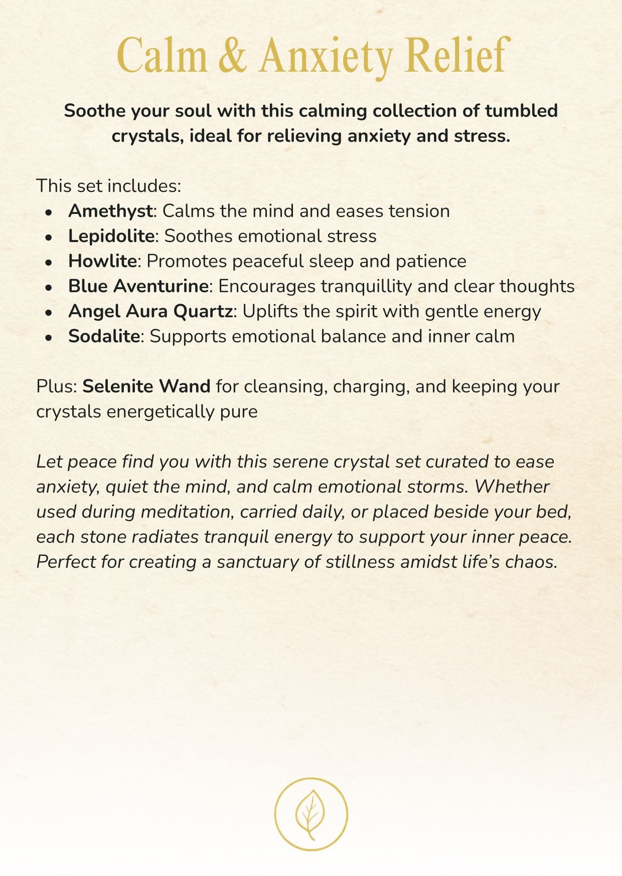 Tumbled Crystals & Selenite Set