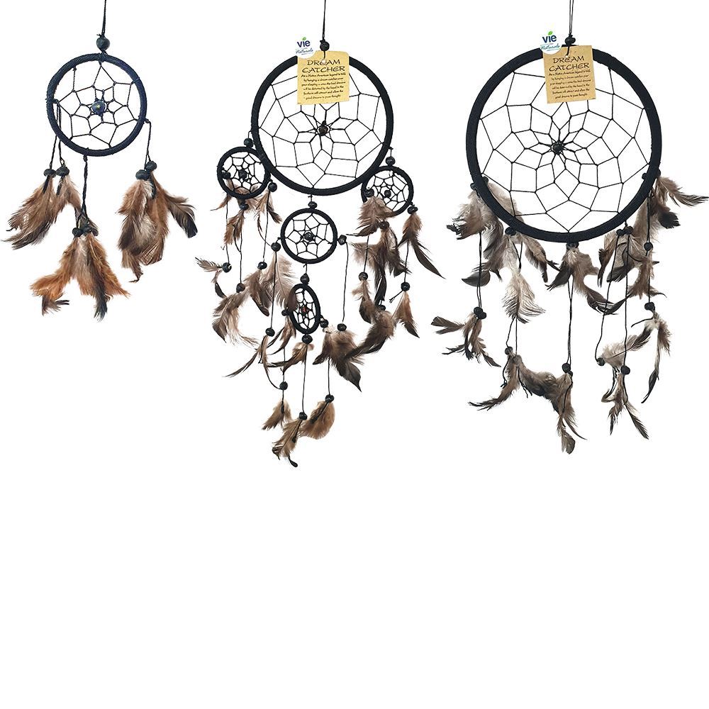 Dream Catcher Bundle, Pack of 3, 6cm, 9cm, 16cm (All Black)