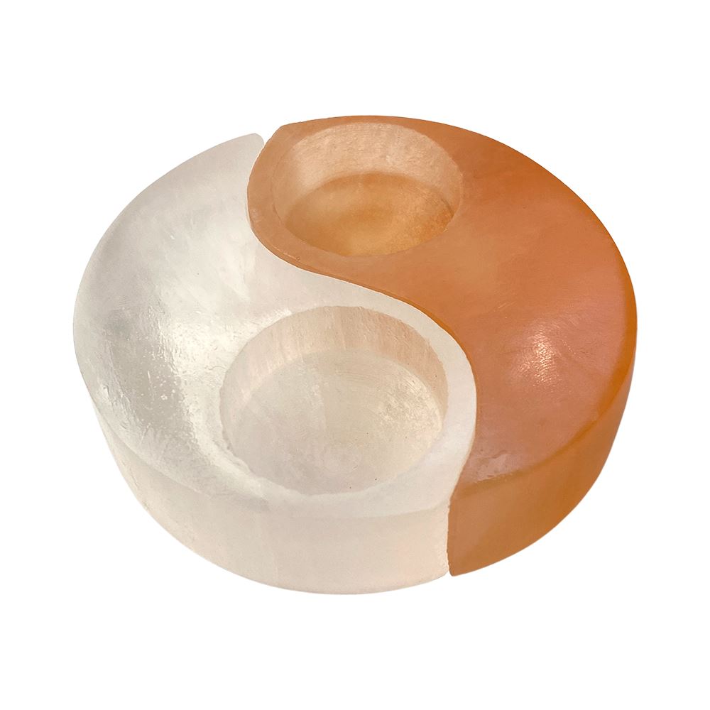Selenite Yin Yang Tealight Holder, 2x10cm