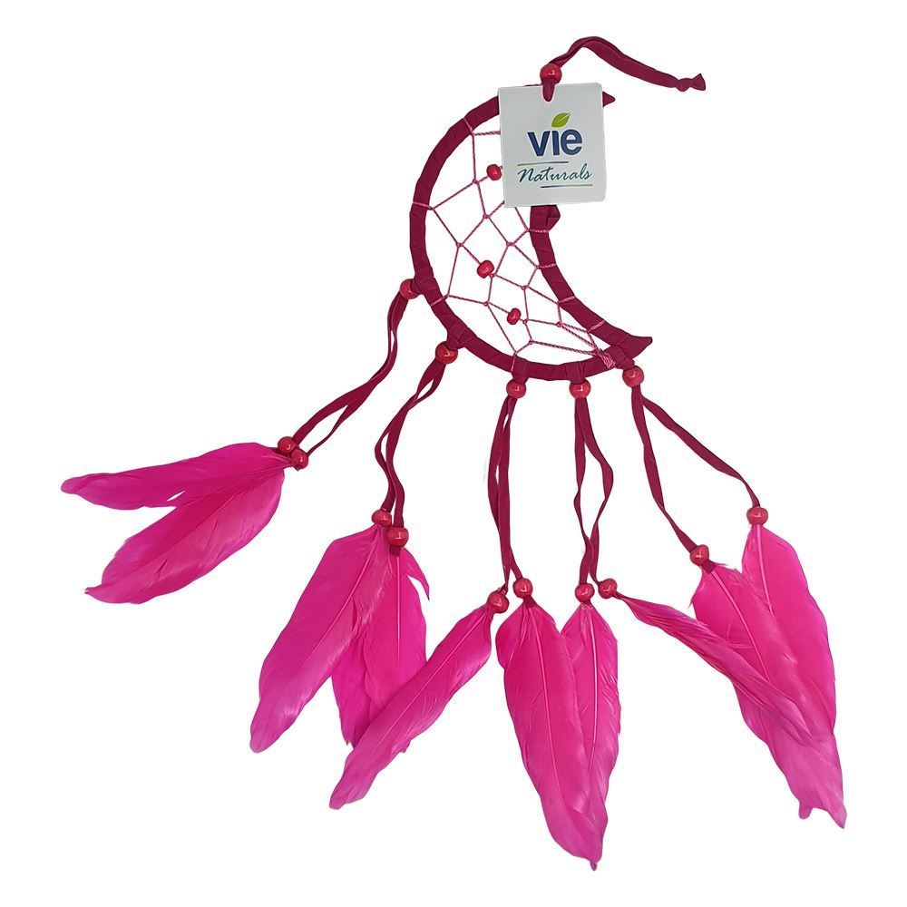 Crescent Dream Catcher, Feathers, 12cm