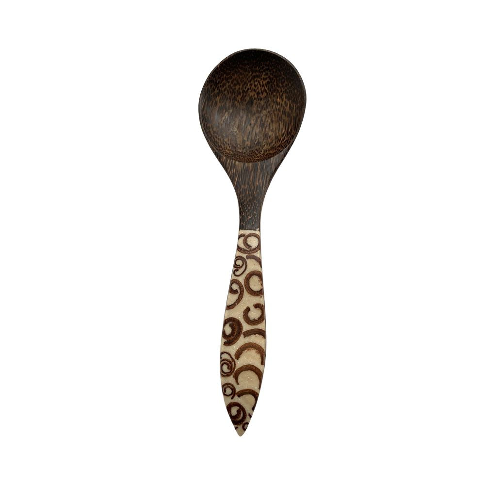 Serving Spoon, Coconut Wood with Cinnamon Inlay, 24x7cm
