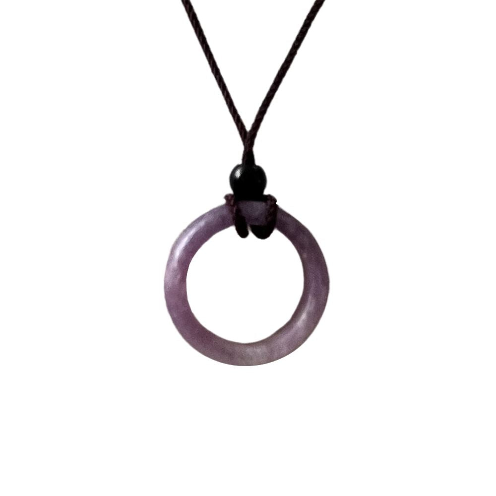 Circular Crystal Pendant with Black Cord