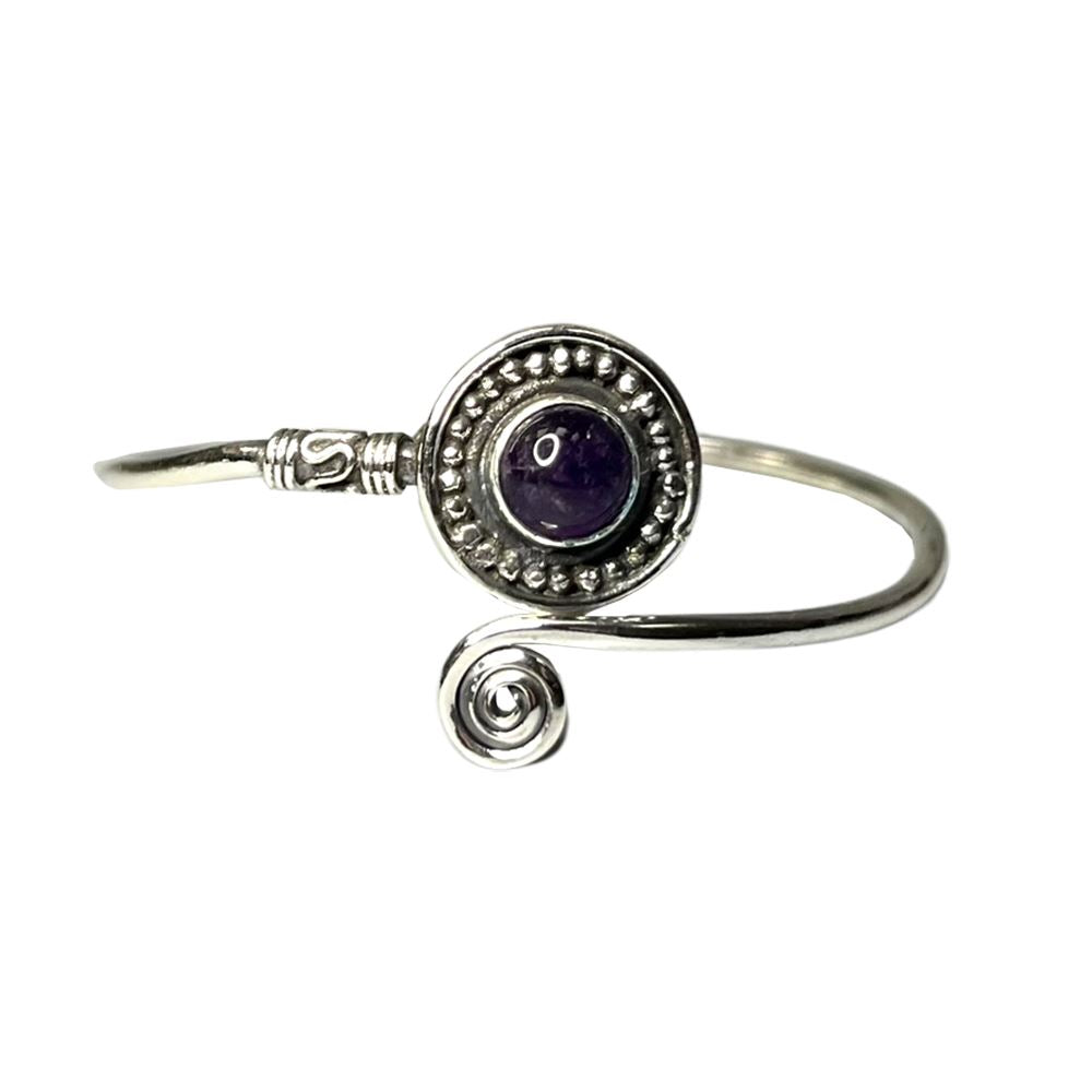 Silver-Plated Adjustable Boho Spiral Cuff Bangle