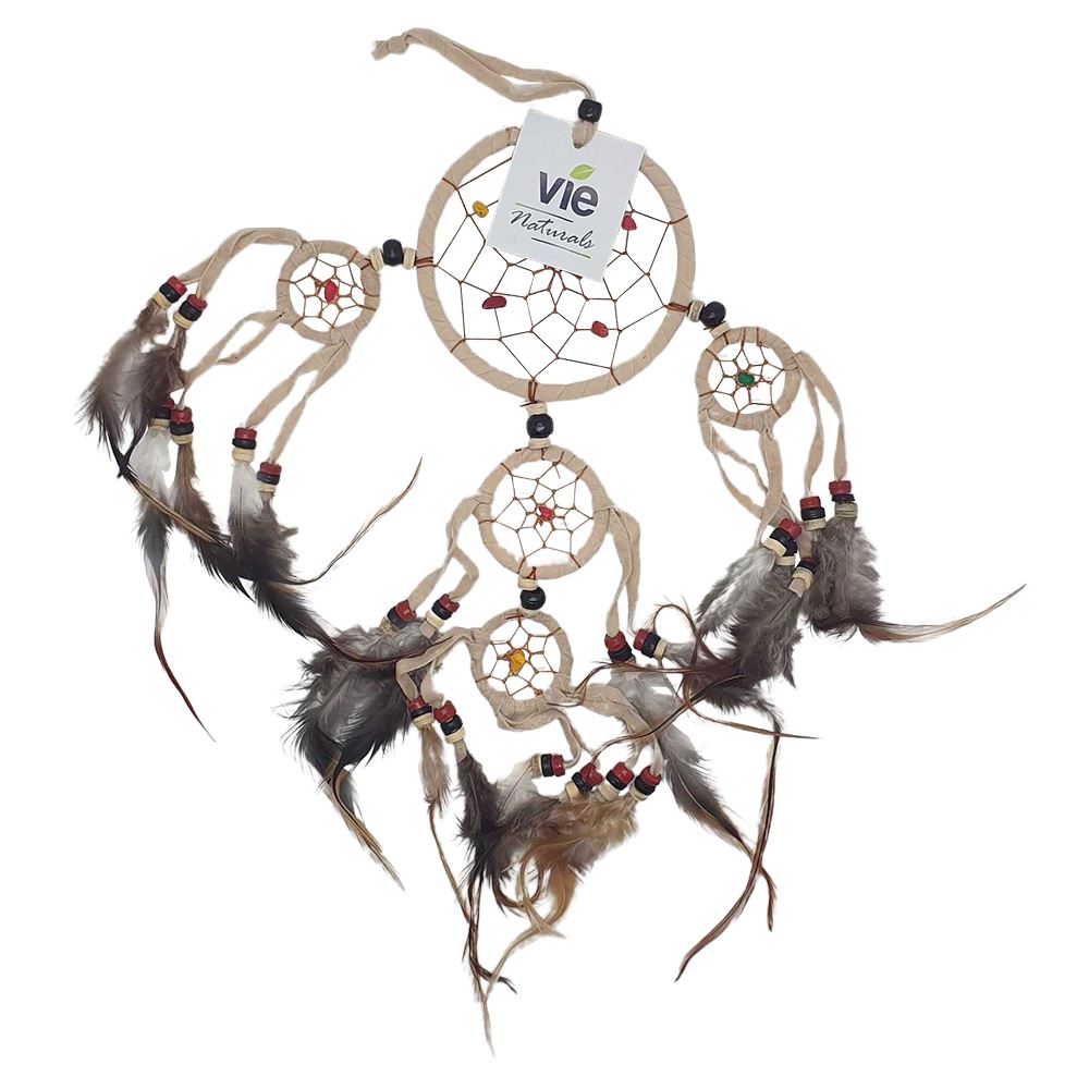Dream Catcher with Beads, 9cm Ring with 4 Smaller Rings, Natural