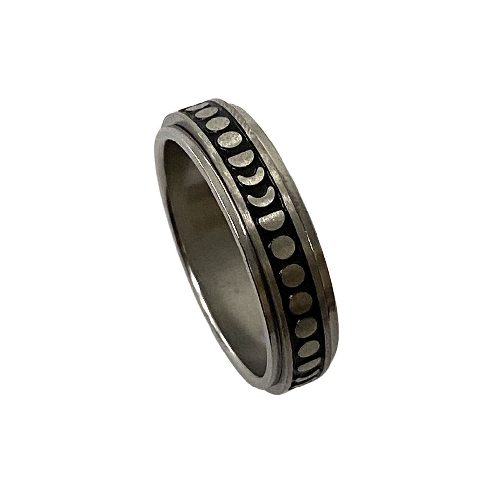 Fidget Ring, Size 10, Moon Phase Pattern