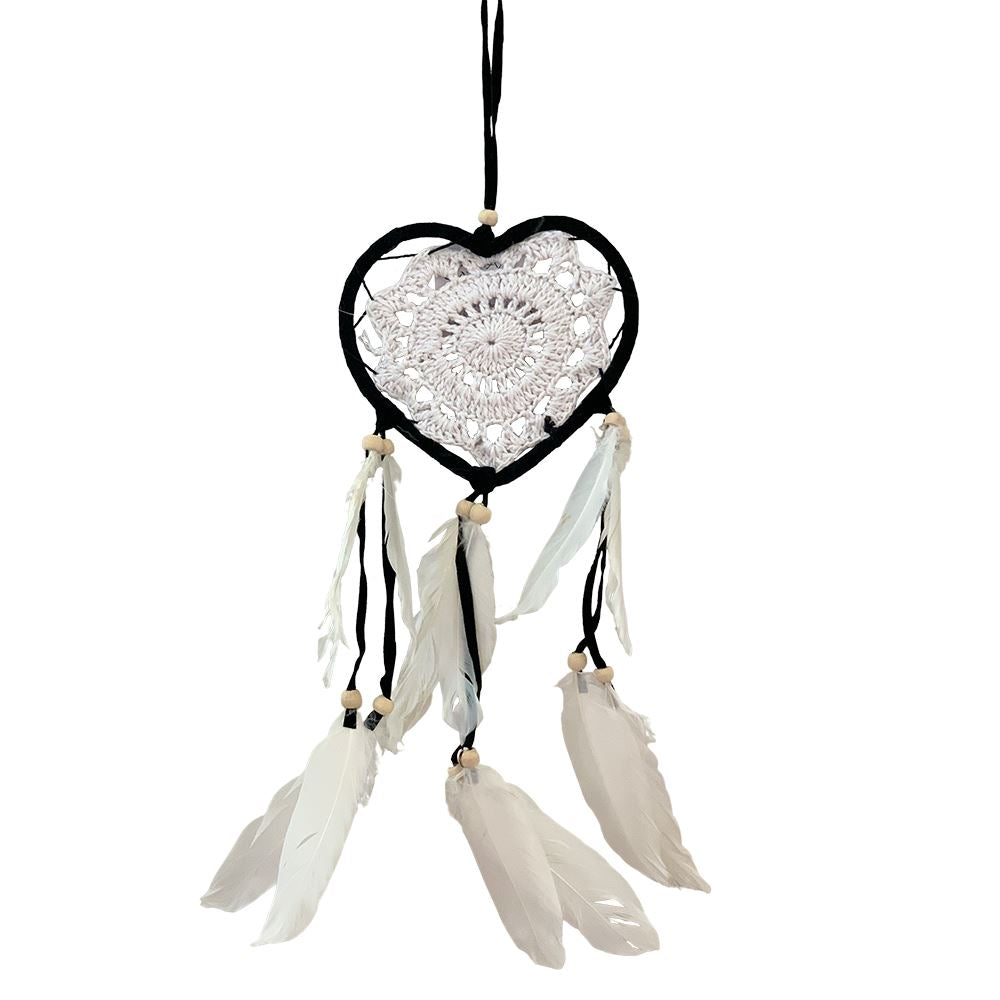 Heart Shaped Dream Catcher, 12cm, Black