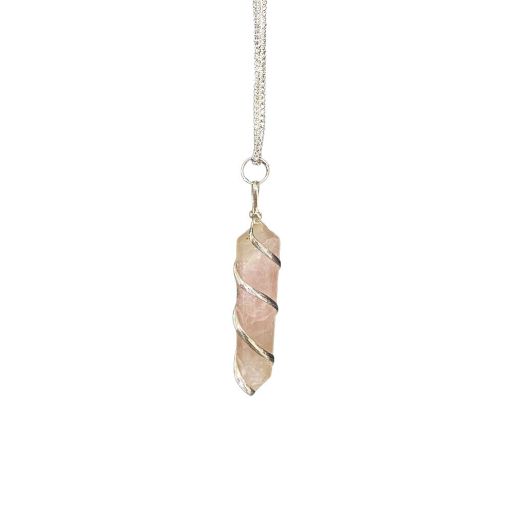 Wire Wrapped Pencil Pendant, Silver Chain