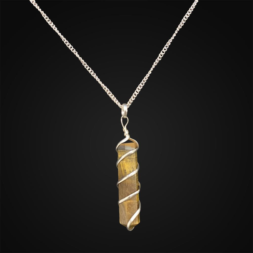 Wire Wrapped Pencil Pendant, Silver Chain