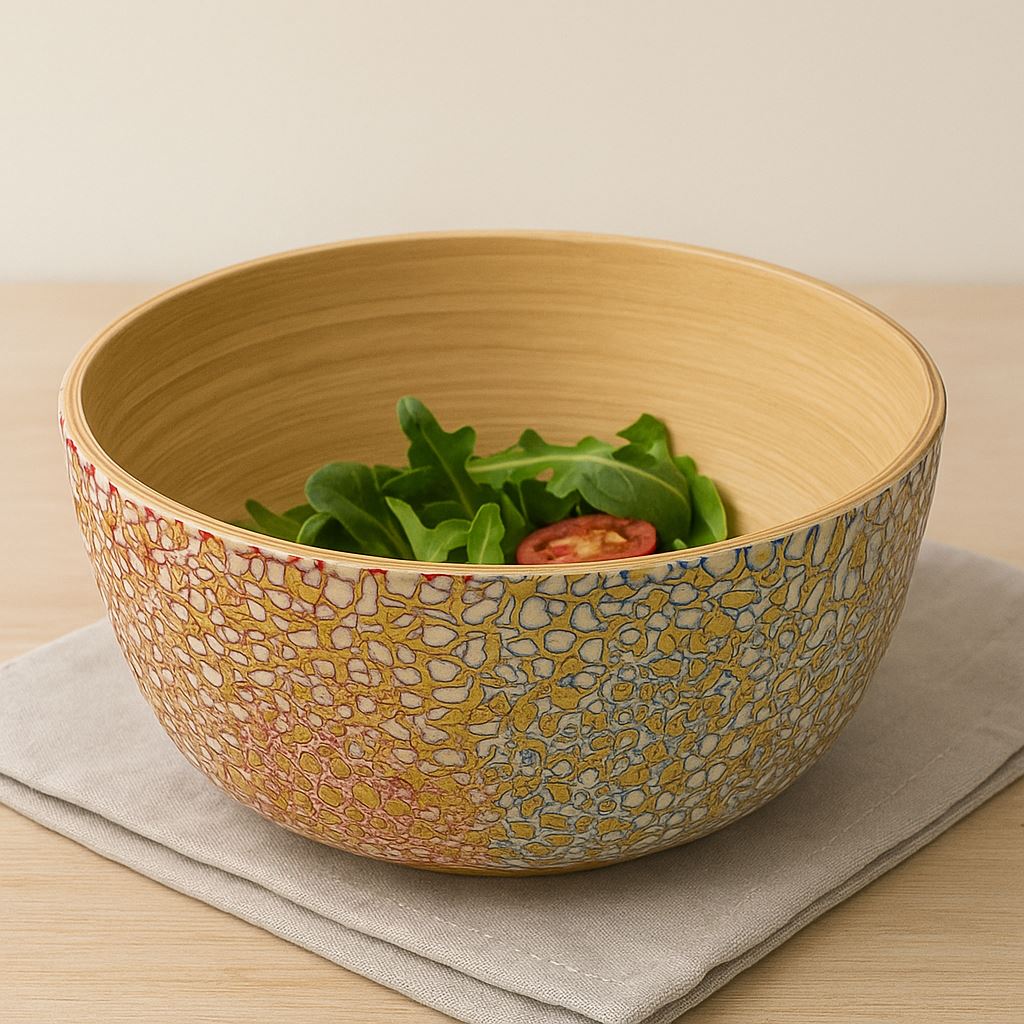 Bamboo Salad Bowl, 23x10cm, Multicolour