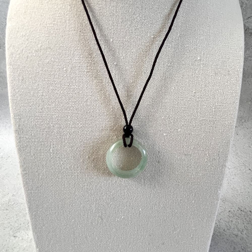 Circular Crystal Pendant with Black Cord