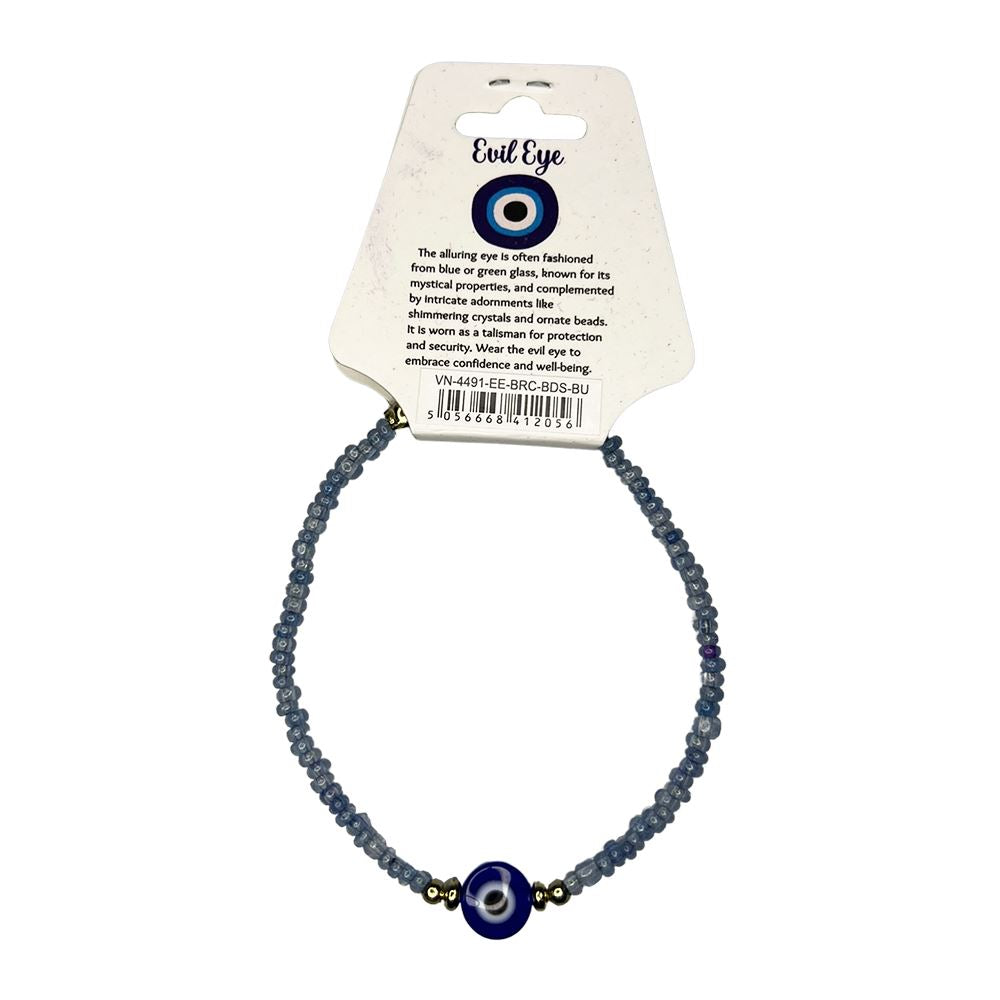 Evil Eye Bracelet with 2 Gold Beads Each Side, (JIT)