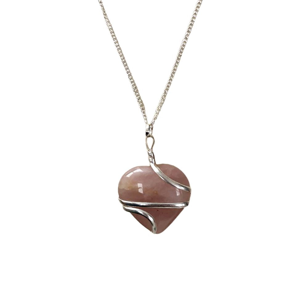 Crystal Heart Wire Wrap Pendant, 3cm