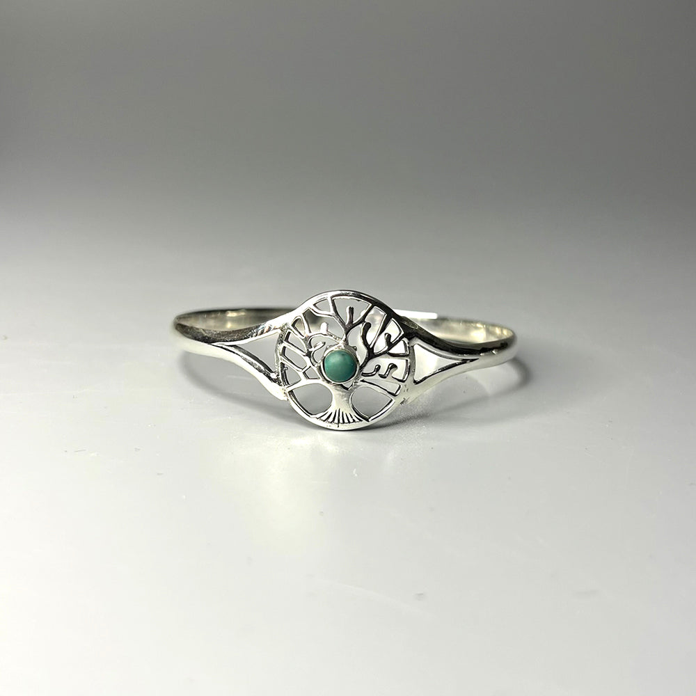 Silver-Plated Adjustable Tree of Life Cuff Bangle