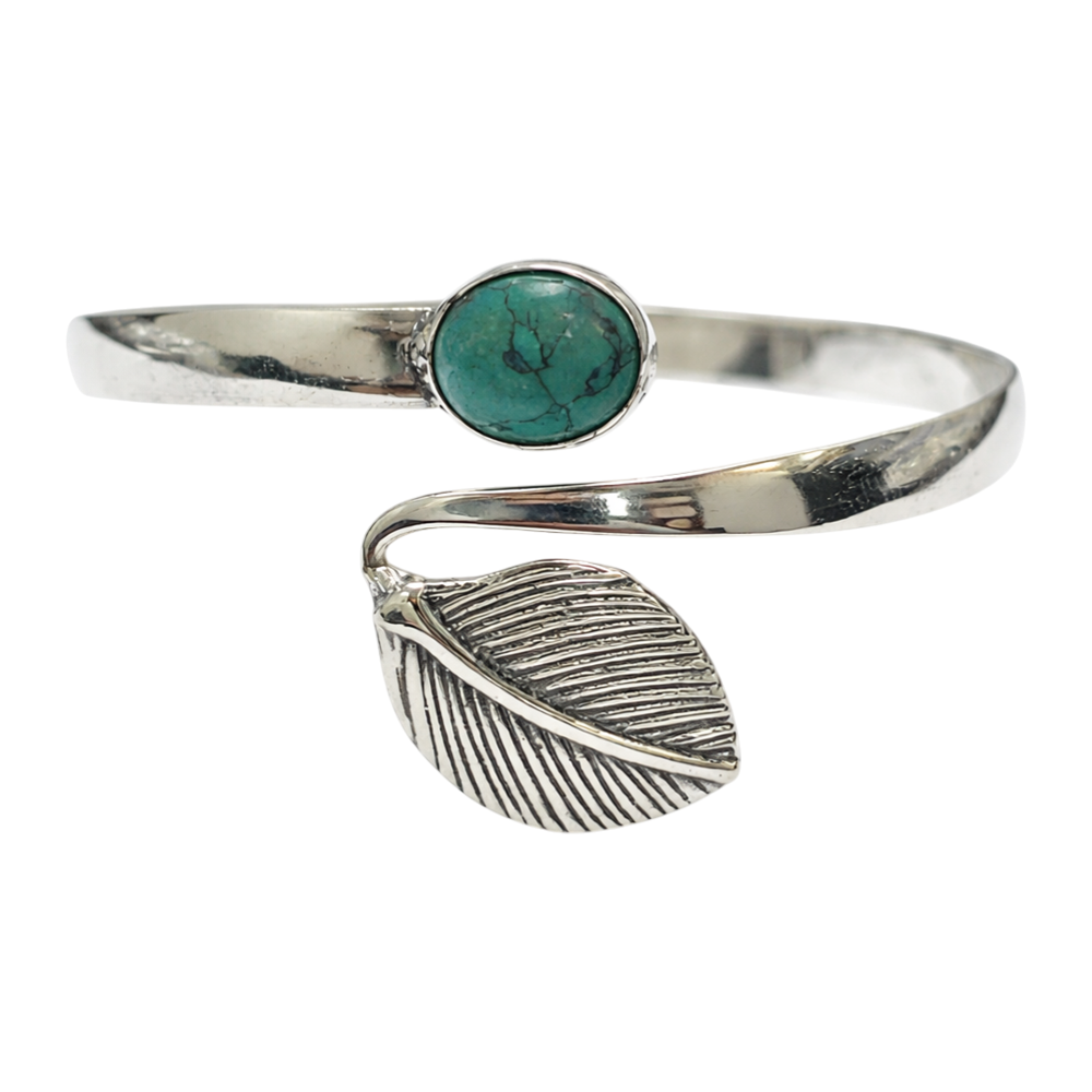 Silver-Plated Adjustable Leaf Cuff Bangle