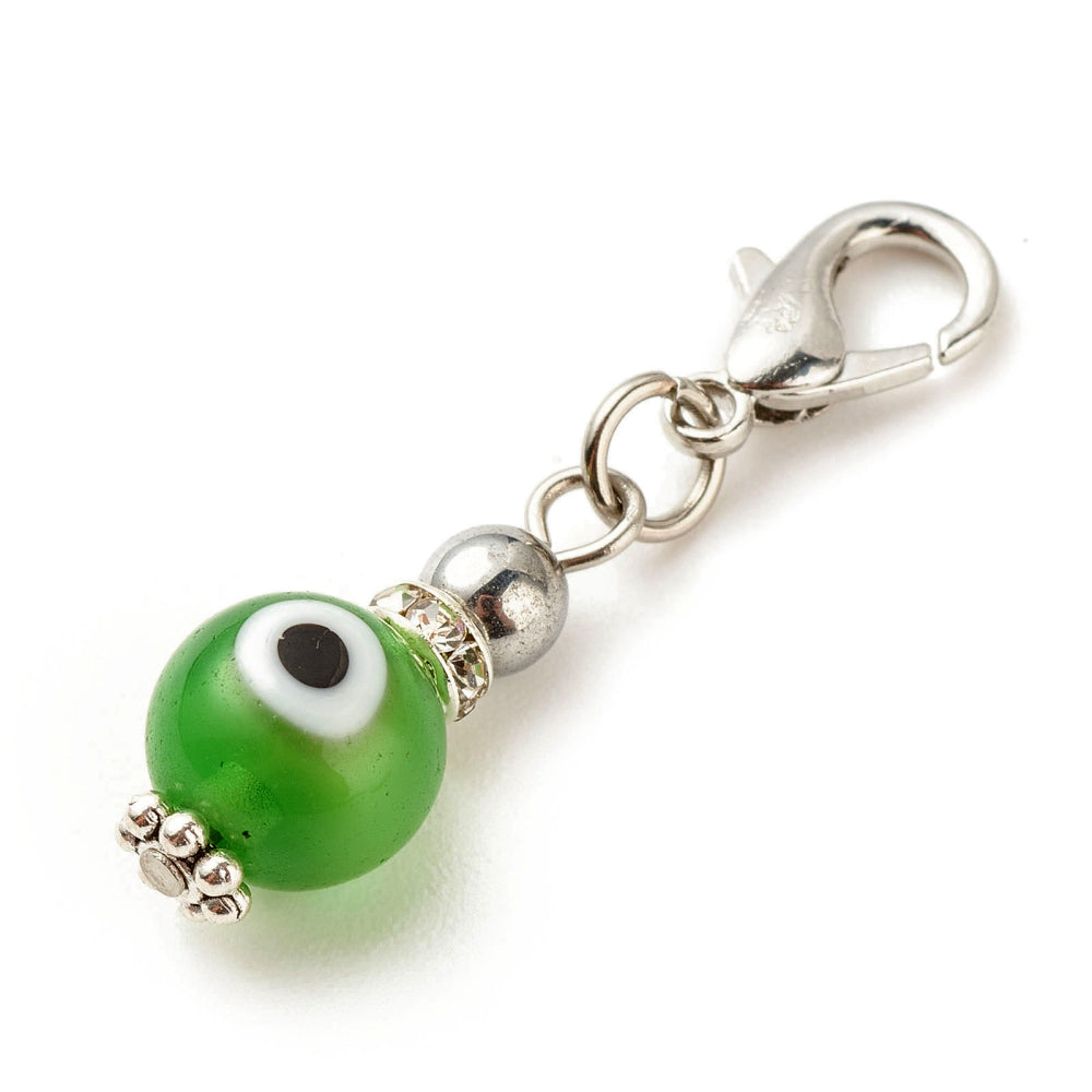 Evil Eye Hanging Lampwork Ball Keychain, Assorted Colour
