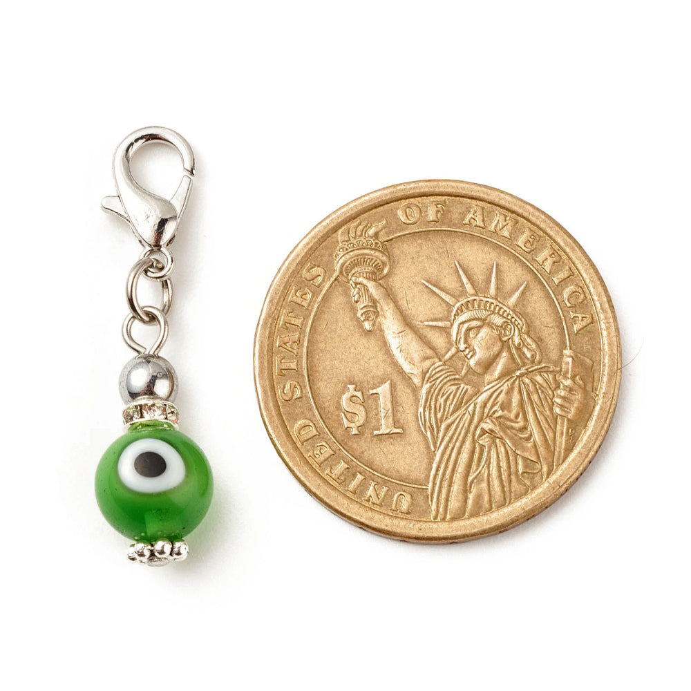 Evil Eye Hanging Lampwork Ball Keychain, Assorted Colour