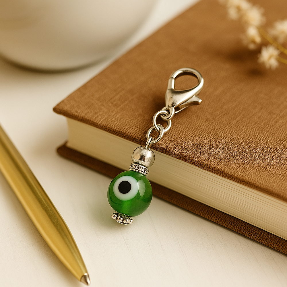 Evil Eye Hanging Lampwork Ball Keychain, Assorted Colour