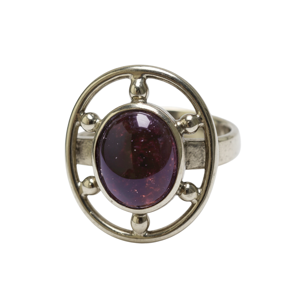 Studded Oval Cabouchon Ring 13