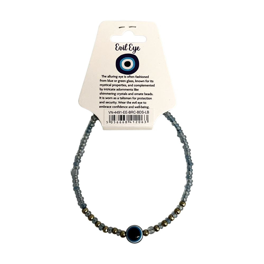 Evil Eye Bracelet with 6 Gold Beads Each Side, (JIT)