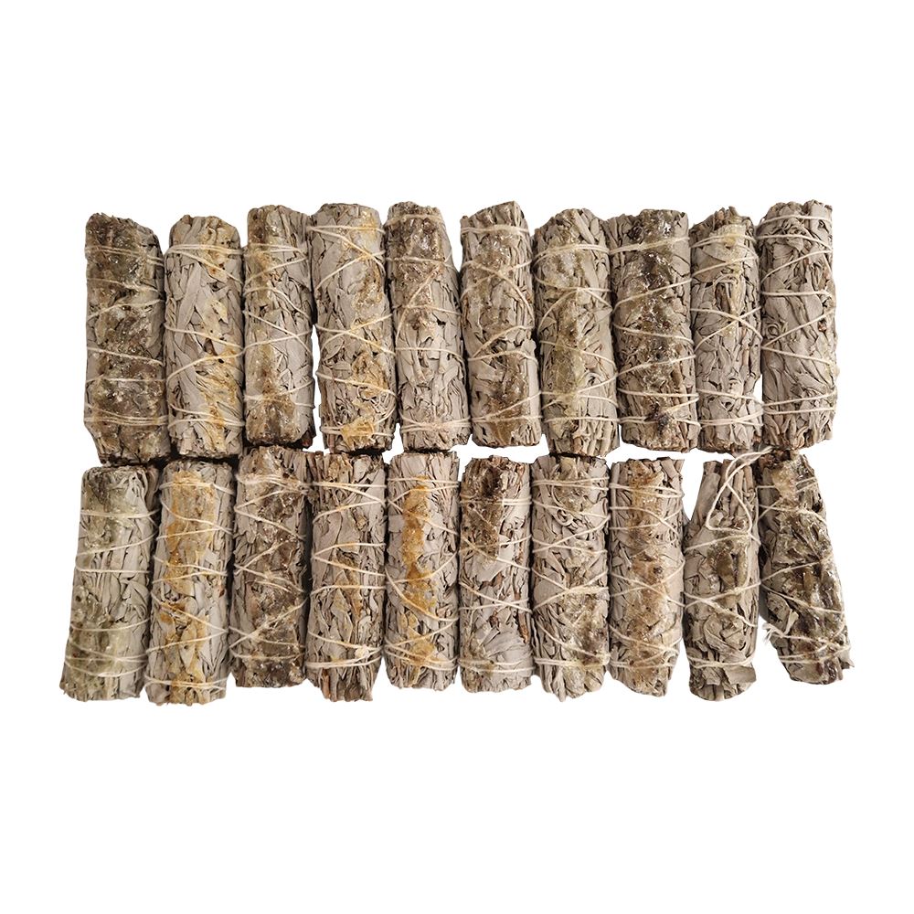 Smudge Stick, White Sage and Copal Resin 4", Pack of 20