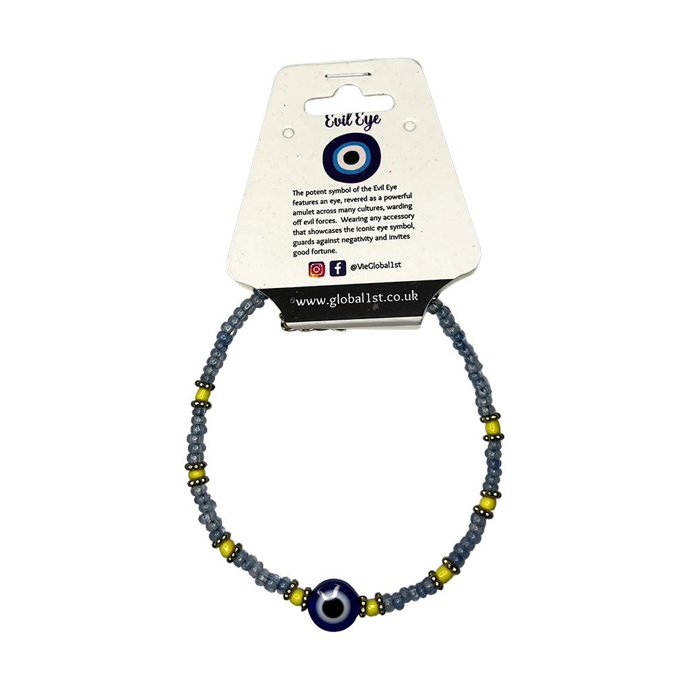 Evil Eye Bracelet, Yellow Beads, (JIT)