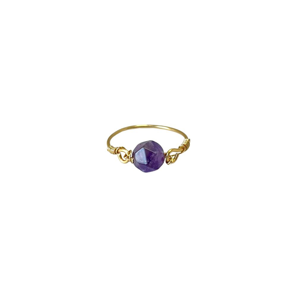 Copper Wire Starcut Ring with Assorted Gemstone, UK Size U
