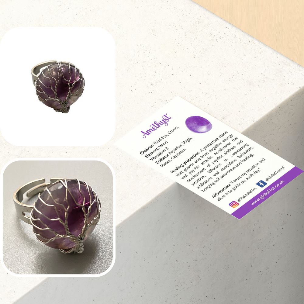 Wire Wrapped Tree of Life Ring, 2cm
