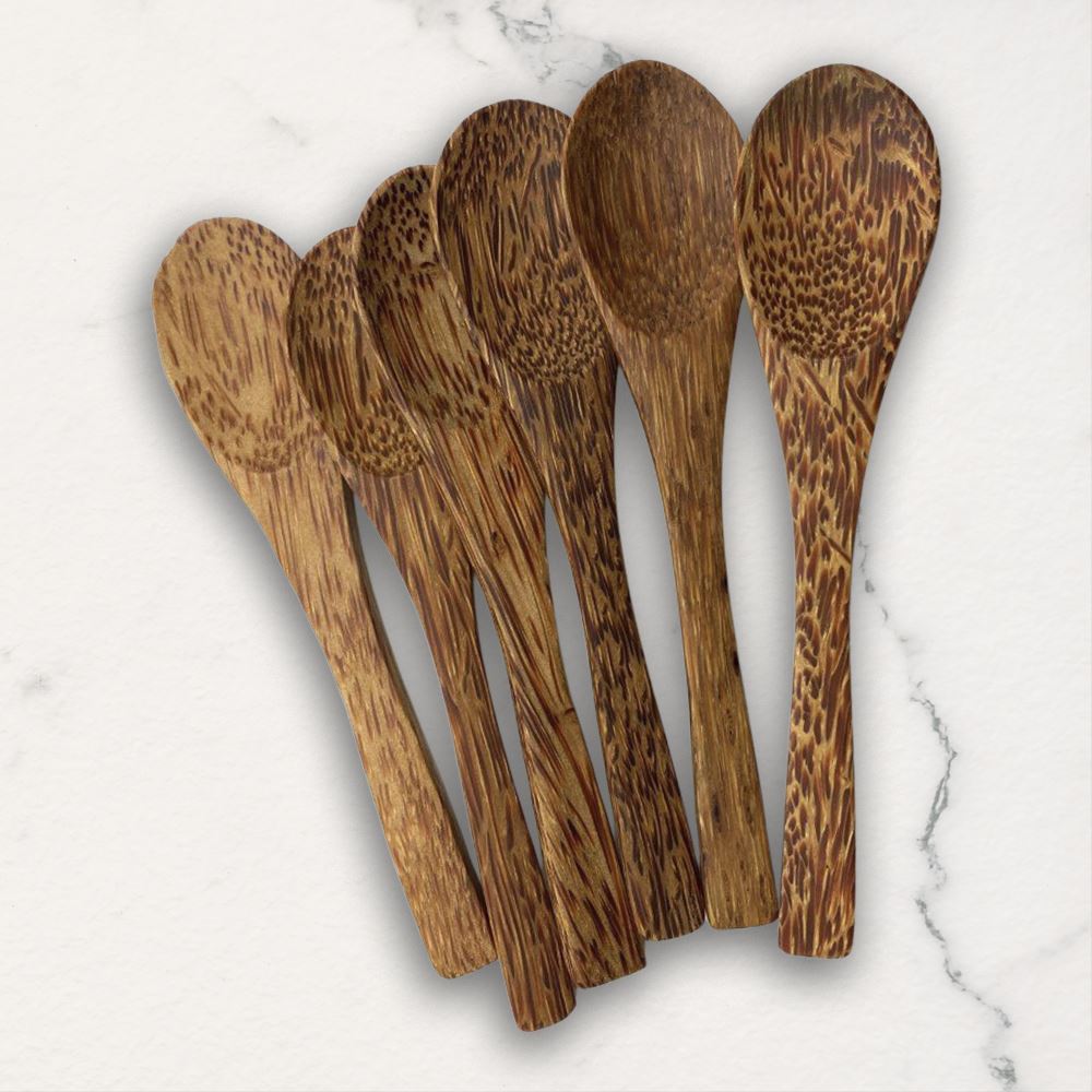 Coconut Wood Spoon, Set of 6, 15cm