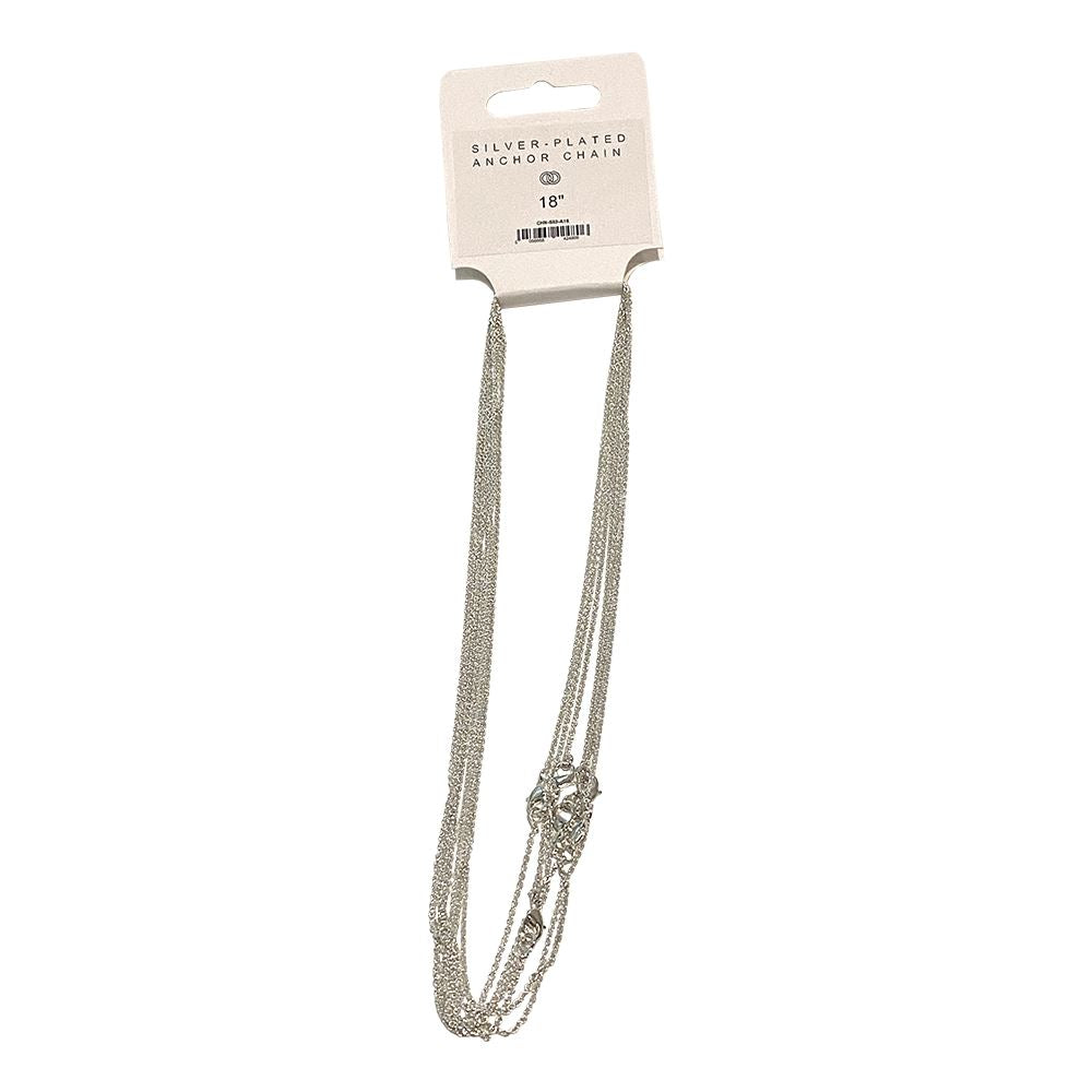 Silver-Plated Anchor Chain, 18", Pack of 10