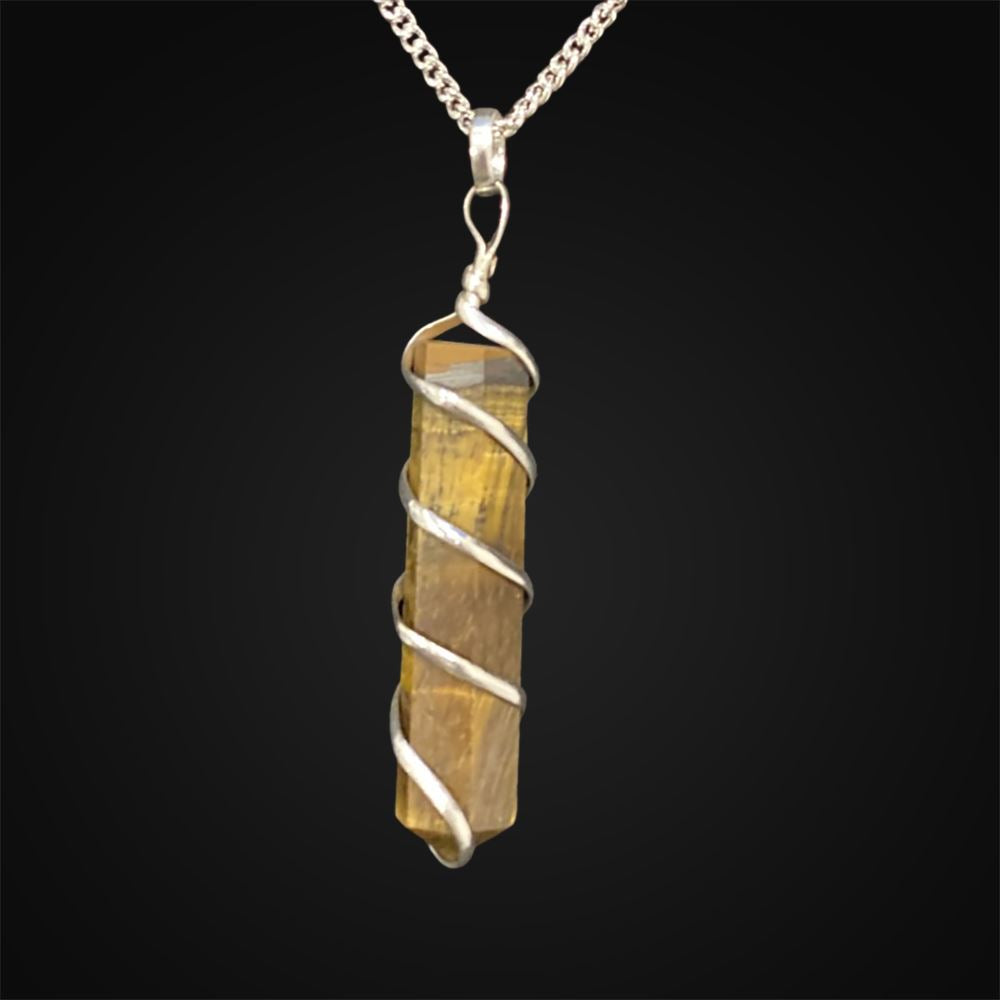 Wire Wrapped Pencil Pendant, Silver Chain