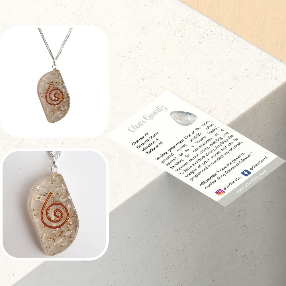 Orgonite Reiki Leaf Pendant, 4x2cm