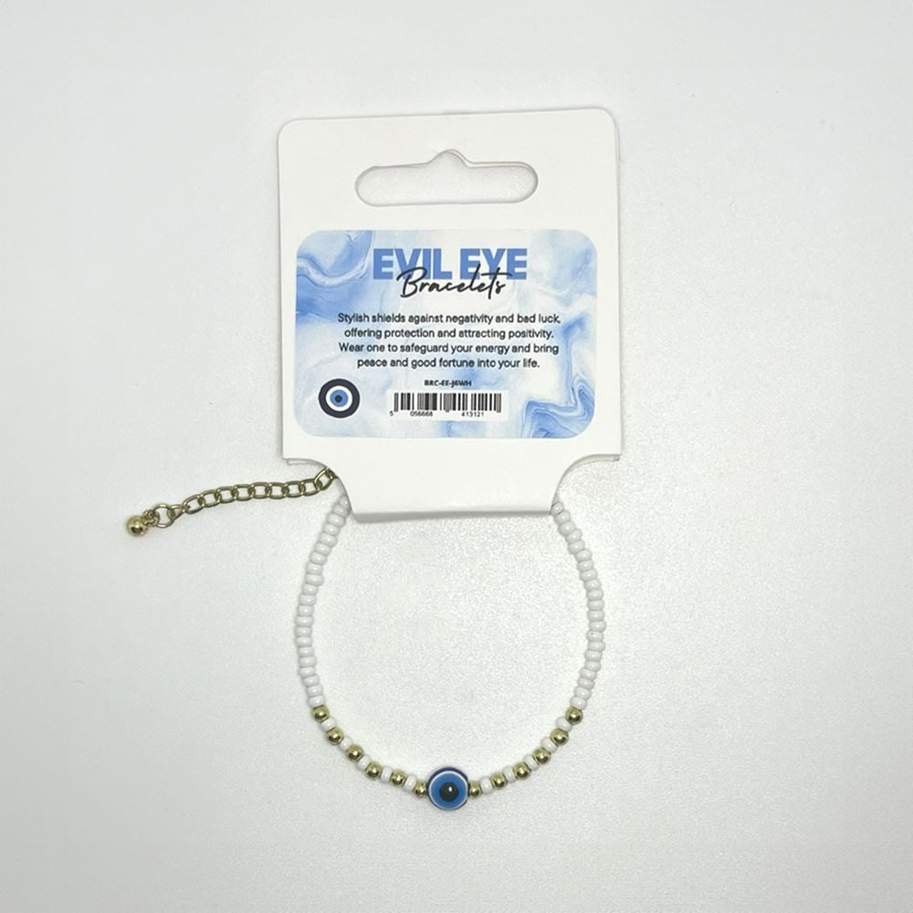 Evil Eye Bracelet with 6 Gold Beads Each Side, (JIT)