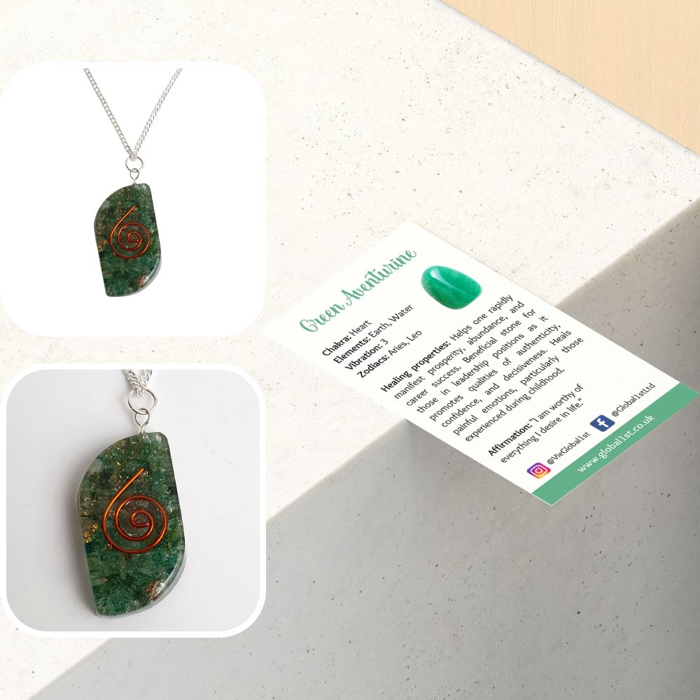 Orgonite Reiki Leaf Pendant, 4x2cm