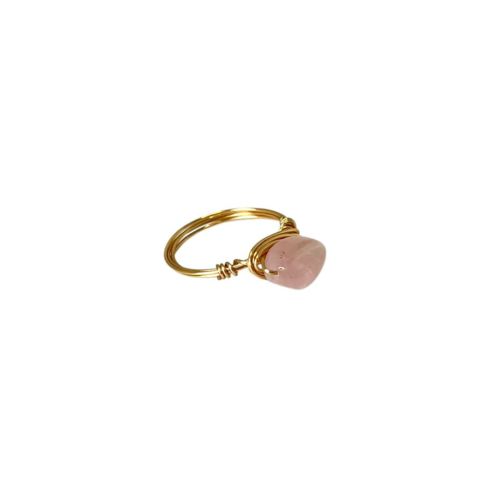 Copper Wire Nugget Ring with Assorted Gemstone, UK Size P