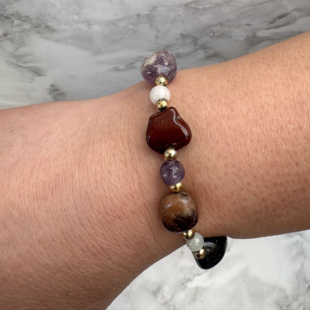 Mixed Tumbled Bracelet with Gold Accents