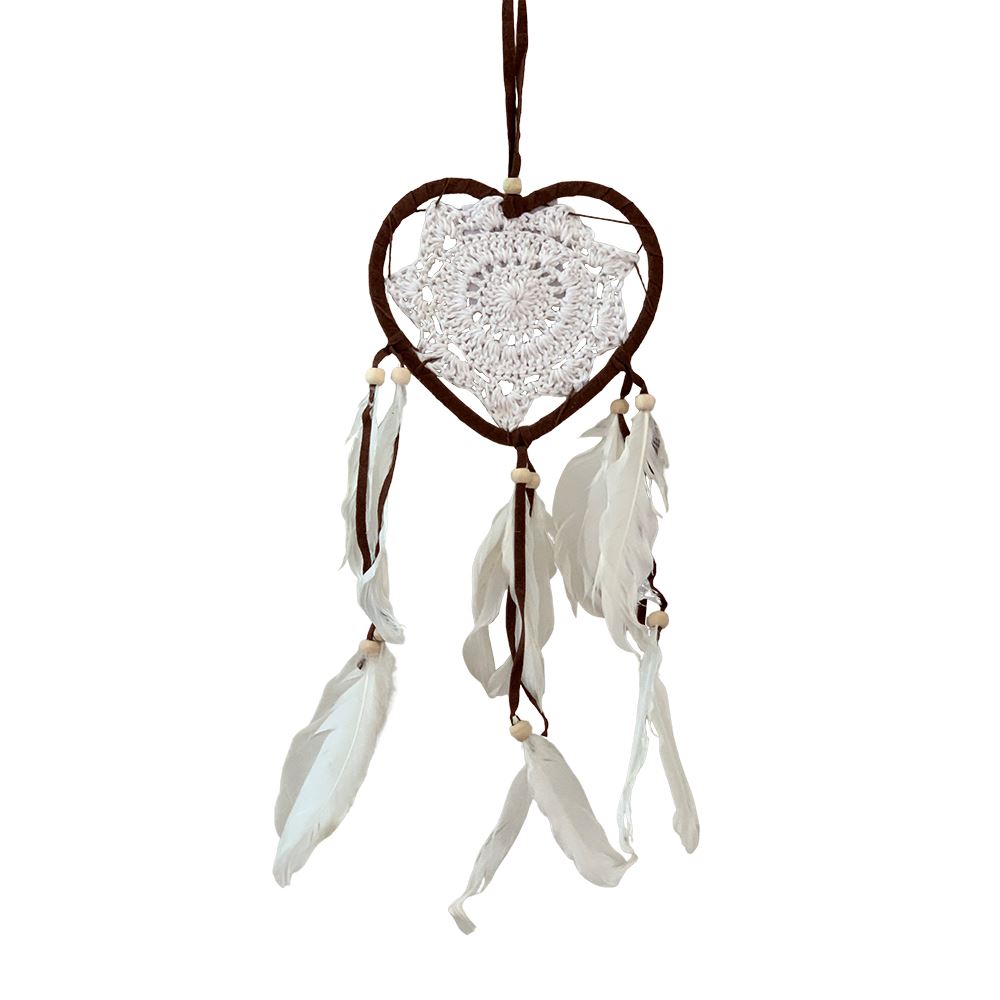 Heart Shaped Dream Catcher, 12cm, Brown