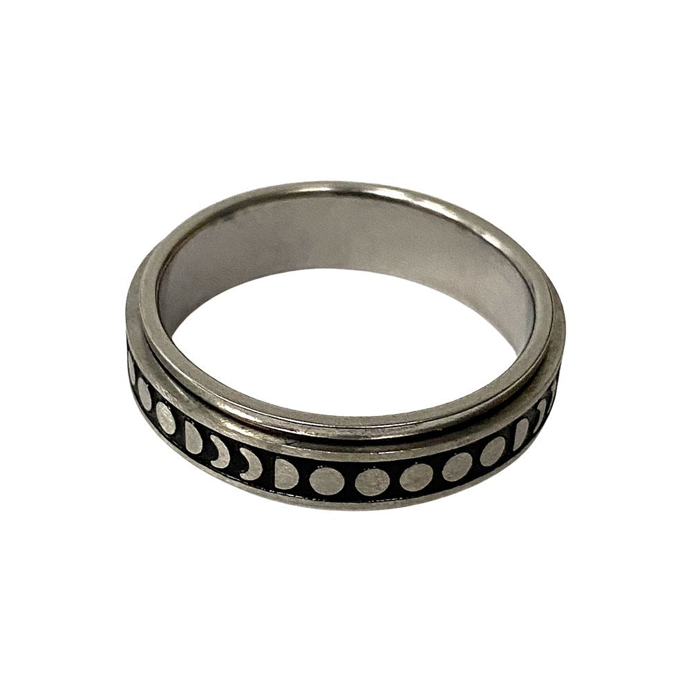 Fidget Ring, Size 10, Moon Phase Pattern