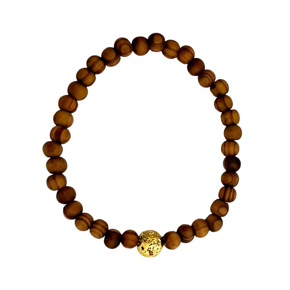 Wood and Electroplated Lava Stone Diffuser Bracelet