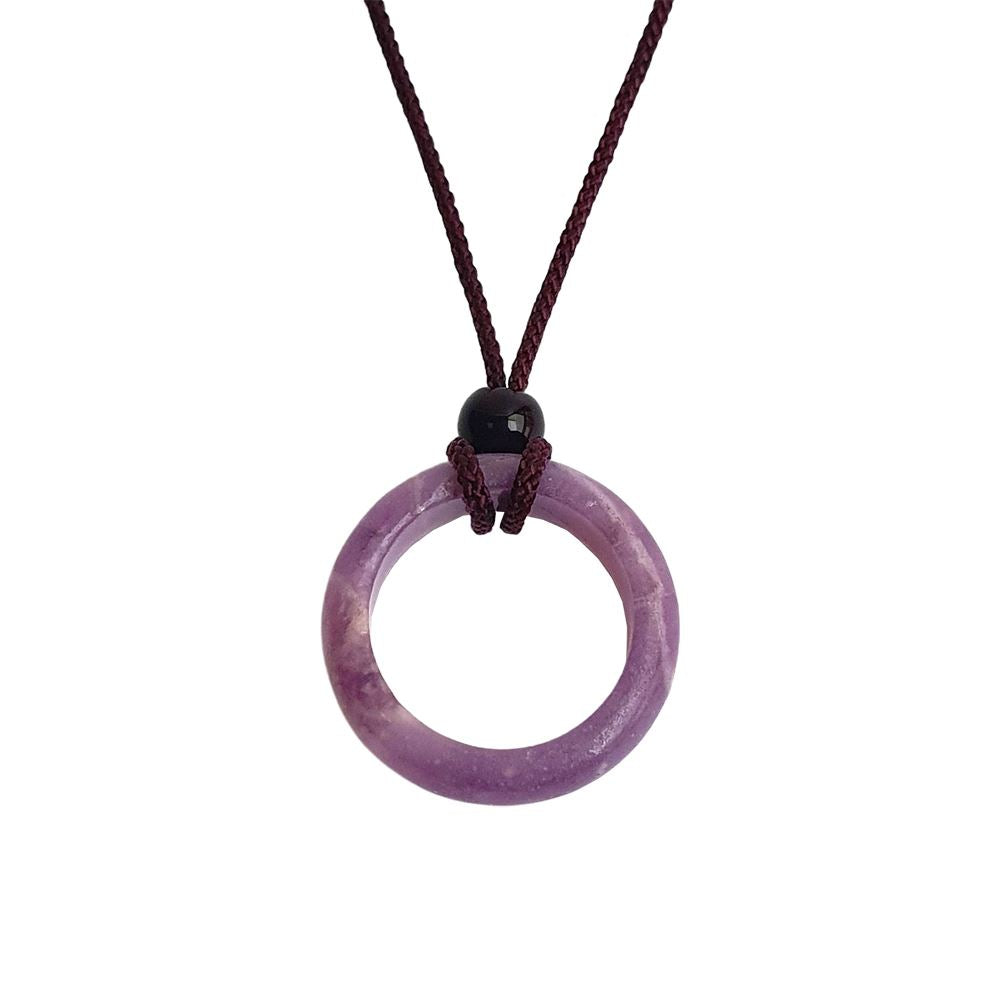 Circular Crystal Pendant with Black Cord