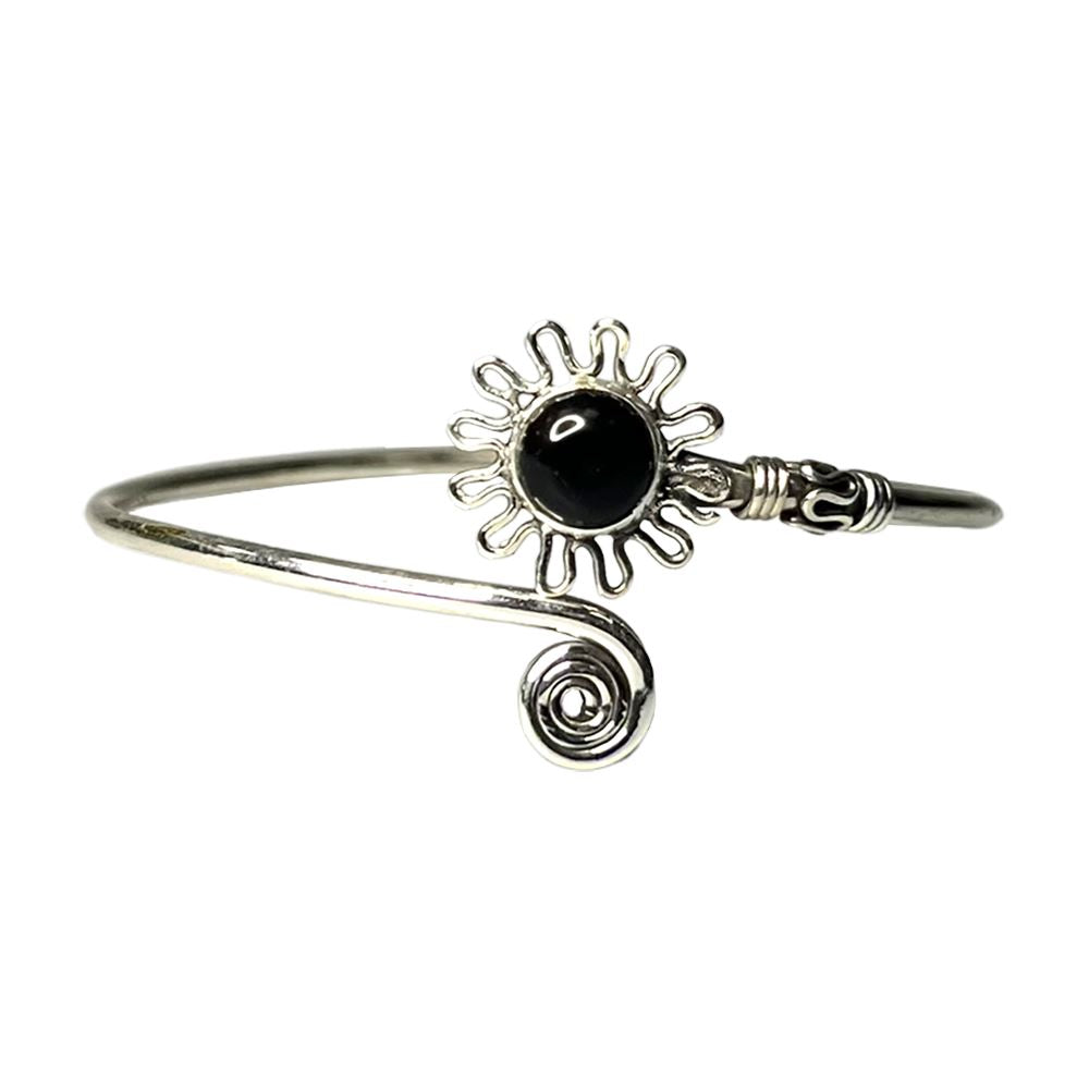 Silver Plated Adjustable Daisy Spiral Cuff Bangle