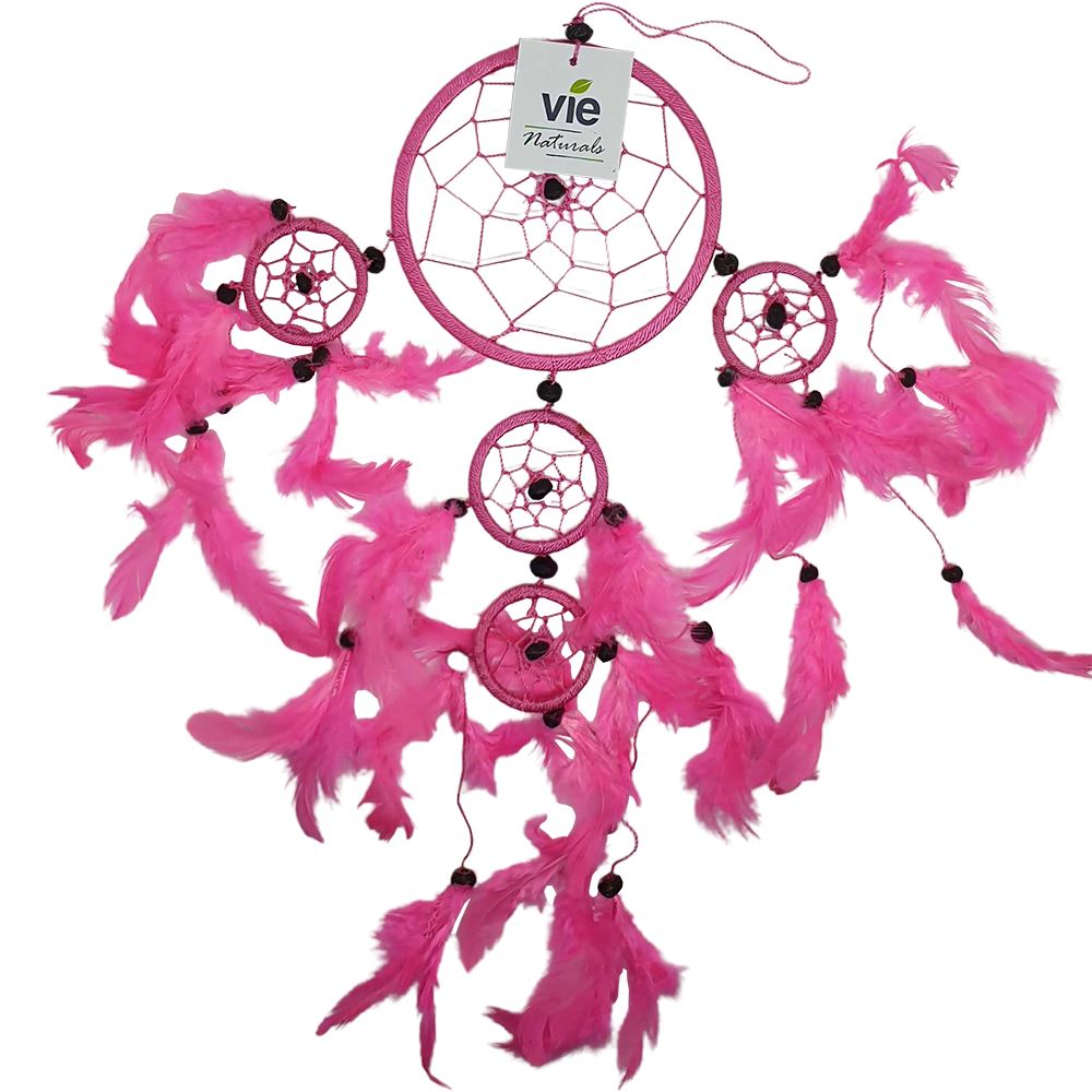 Dream Catcher, 11cm Ring with 4 Smaller Rings, Pink